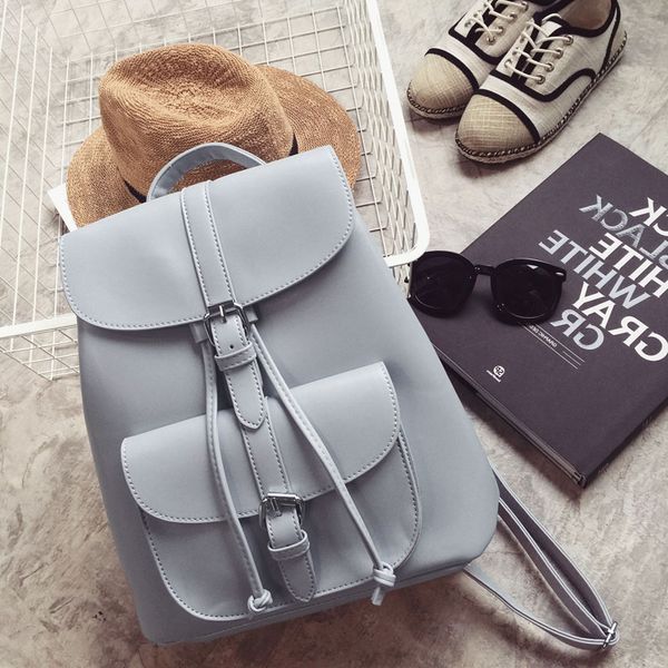 

women drawstring leather backpack soft french shoulder bag trendy female school bag teenage girls fashion rucksack