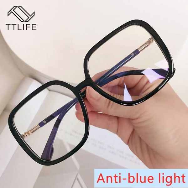 

ttlife oversized frame square blue light blocking glasses anti ray lens protection optical eyeglasses computer glasses yjhh0415, White;black
