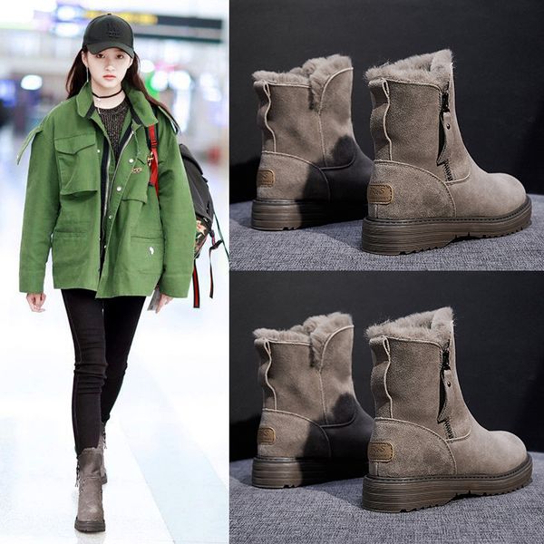 

swyivy flat leather zip short plush winter women 2019 warm ladies boots ankle sewing fashion black shoes woman mx200324