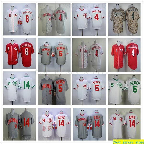 

2019 mens women youth kids 5 johnny bench jersey stitched 6 billy hamilton 14 pete rose baseball jerseys white grey camo, Blue;black