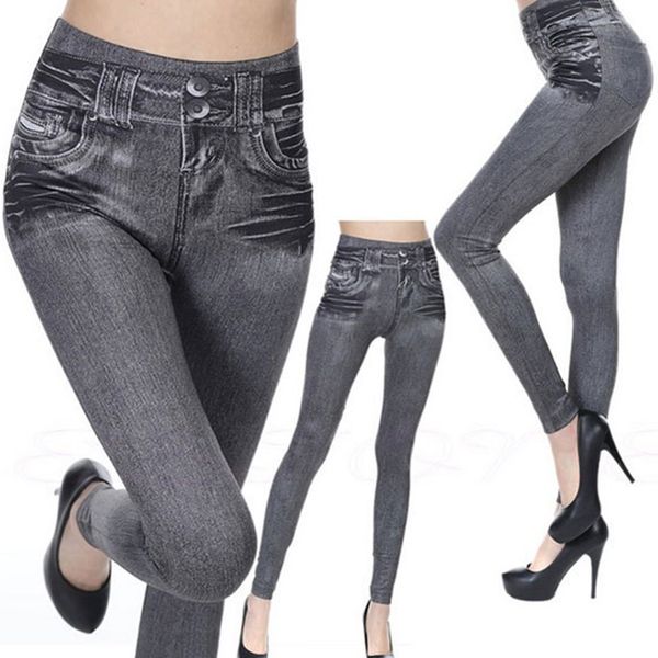 

new fashion leggings jeans denim pants spring autumn ladies imitation jeans women's thin section comfortable feet pants, Blue