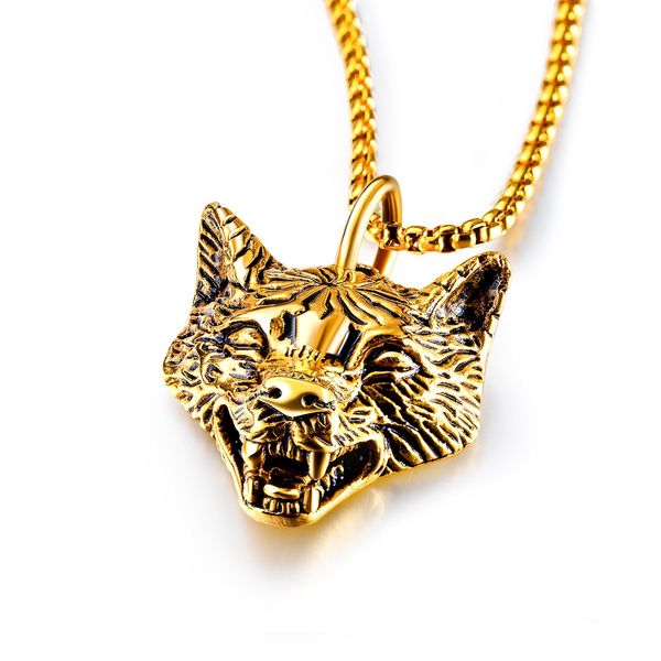 

fashion hip hop wind wolf king avatar pendant creative violent personality men necklace jewelry gift 3-gx1503, Silver