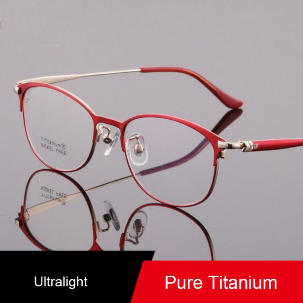 

pure titanium optical glasses women men eyewear frames ultralight business eyeglasses clear myopia spectacles round glasses, Black