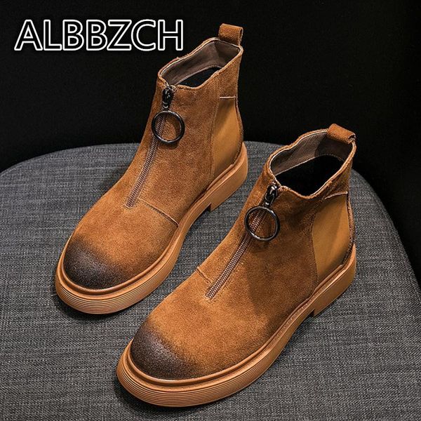 

spring women shoes platform ankle boots woman autumn winter suede short boots fashion women's shoes black khaki