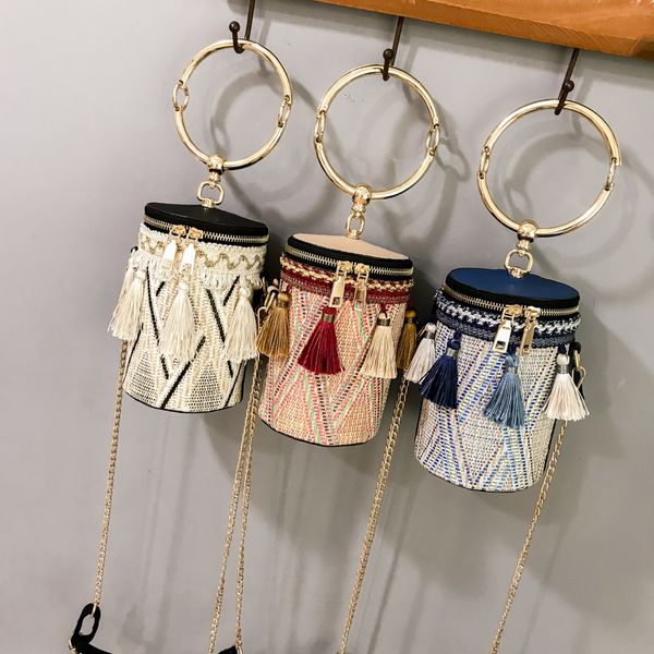 

дизайнер соломенных сумки rattan woven бич сумка сумка женщина bucket ladies crossbody сумка сумка женский bohemian bolsa