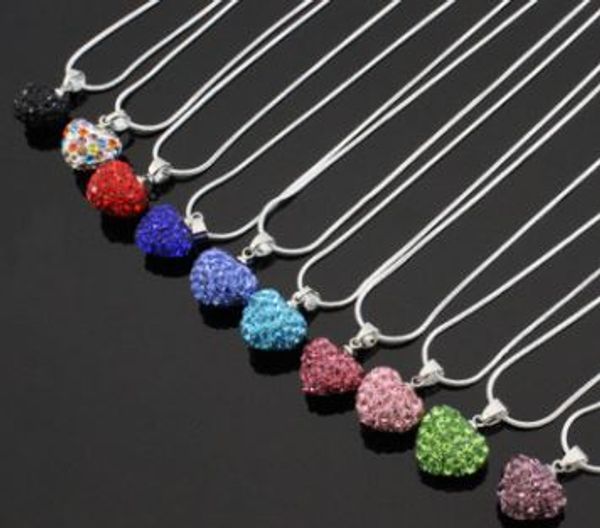 

dt34son silver plated new arrivals pave crystal crystal heart necklace rhinestones women jewelry pendant multicolor snake