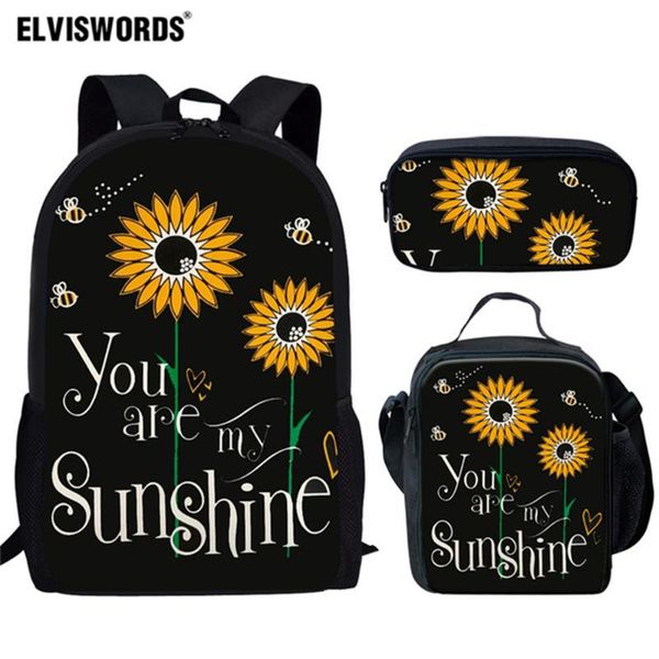 

elviswords you are my sunshine design school bags set for kid sunflower print girls schoolbags children bookbag leisure daypacks