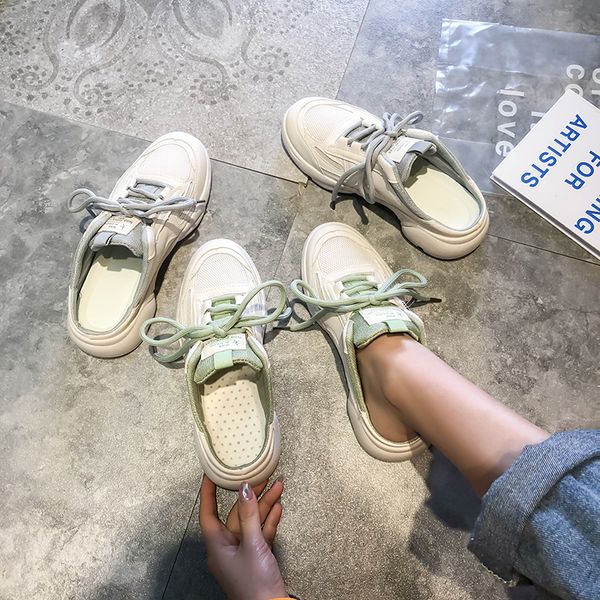 

обувь крышка toe med женщина тапочки слайды shose женщина мокасины soft 2020 flat мода pu cross-связанная ткань, Black
