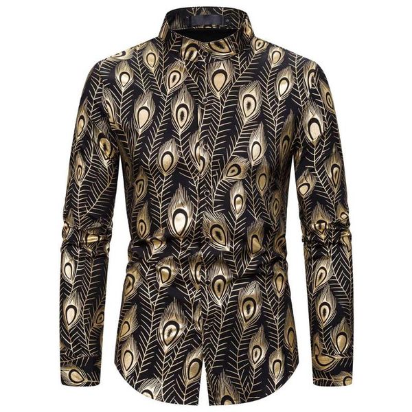 

new style stamped printed men's shirts long sleeve casual slim fit shirt social male club blouses camisas masculina yl5, White;black