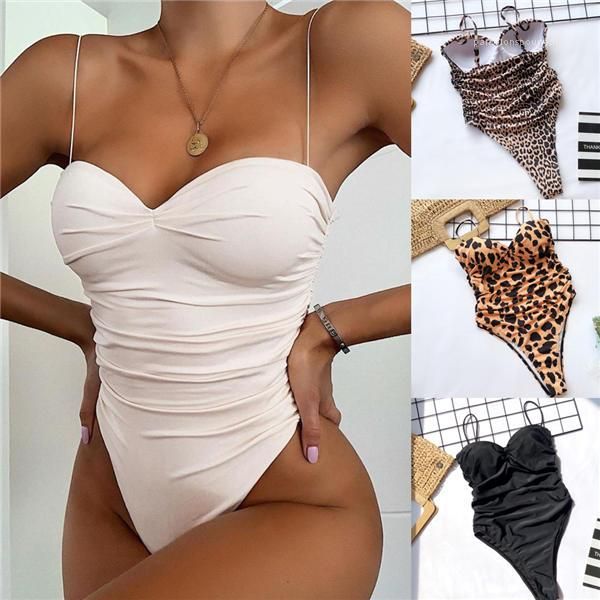 

color swimsuit padded push-up bikini set swimwear 2020 high leg cut swimming suit women leopard printed solid, White;black