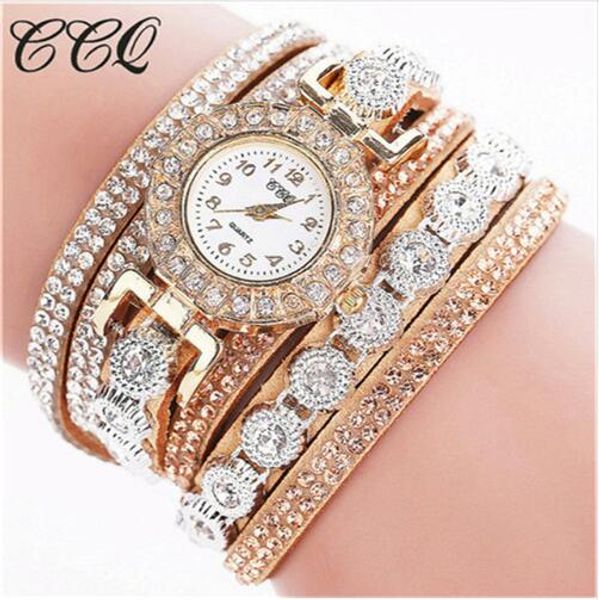 

2019 watch women bracelet ladies watch with rhinestones clock womens vintage fashion dress wristwatch relogio feminino gift, Slivery;brown