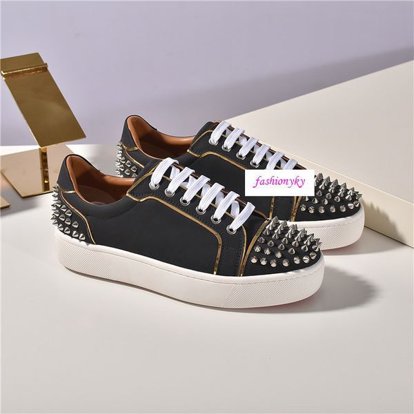 

new krystal spike socks donna flat casual shoes men's red bottoms women's shoes rivets spiky socks primary studs flat shoes, Black