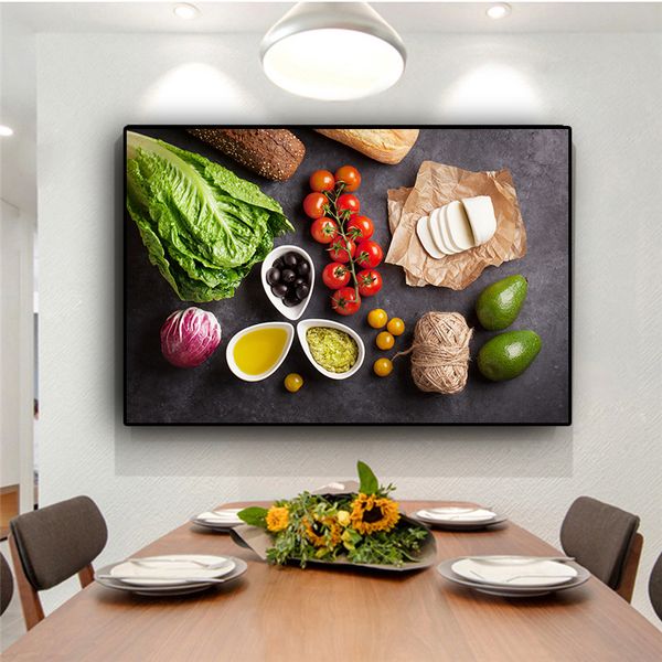 

vegetable cooking supplie food fruit kitchen canvas painting wall art pictures wall art for living room home decor (no frame
