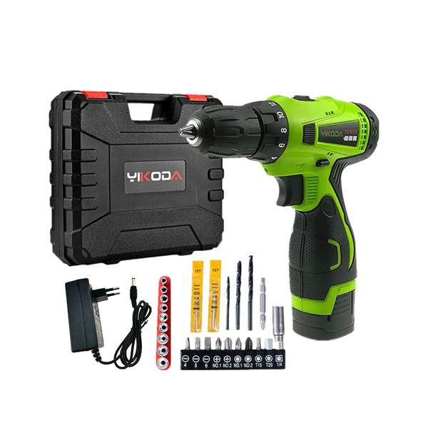 

16.8v household double speed cordless drill electric screwdriver rechargeable power tools one battery plastic case accesory