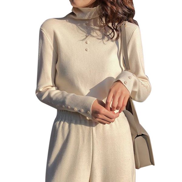 

2019 осень зима свитер женщины кнопка цвет кнопка тонкий с длинным рукавом высокий воротник тонкий вязать пуловер нижний свитер джерси mujer, White;black