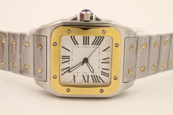 

r men watch santo wssa0018 mens automatic mechanical watch white dial sapphire glass stainless steel strap luxury wristwatch, Slivery;brown