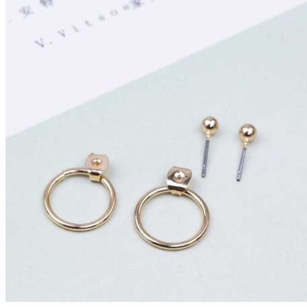 

famshin fashion jewelry cute gold color geometric round metal stud earrings gift for women girl wholesale, Golden;silver