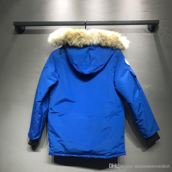 

canada luxury jacket mens goosedown brand designer down jacket simple design warm wolf fur collar jacket breathable comfortable top, Black