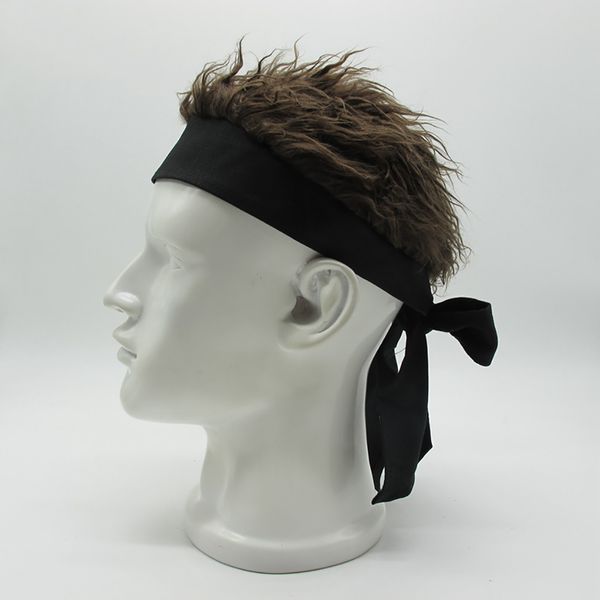 

2020 new outdoor sports breathable turban hat wigs creative headband wig hat headwrap cap men hair accessoriesdp3#, Black;white