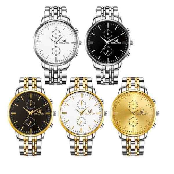 

men metal stainless watches orlando business mens watch gold leisure casual quartz wrist watches for men, Slivery;brown