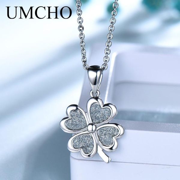 

umcho glitter lucky clover pendants necklace 925 sterling silver necklace for women birthday gift fine jewelry