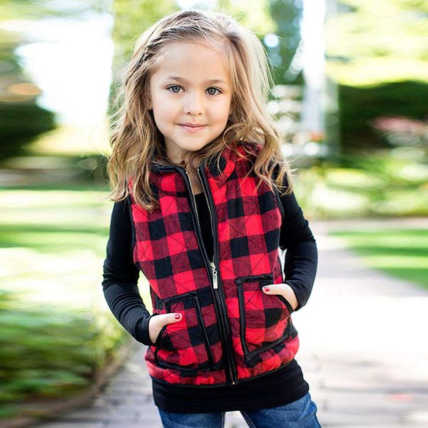 

spring children's clothing vests & waistcoats baby girls winter warm plaid waistcoat thick coat outwear clothes jacket 2019 #tcd, Blue