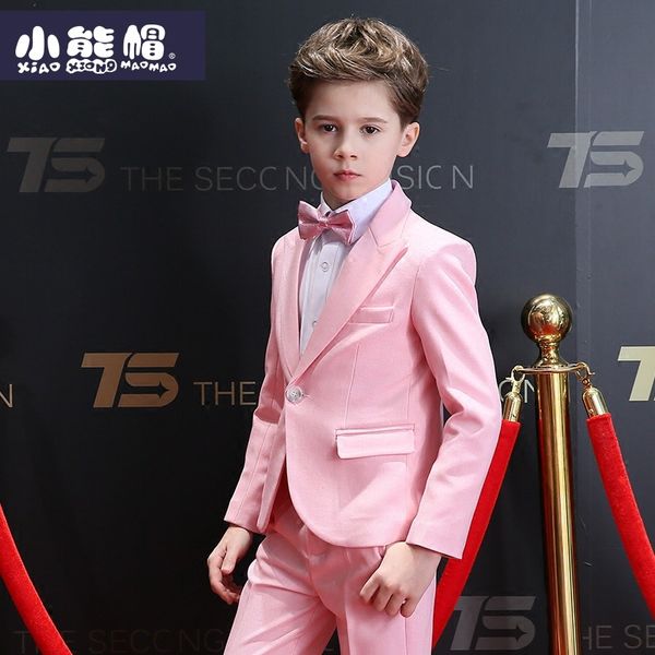 

children's suit jacket pink spring and autumn korean of boy's suit performance wedding baby flower dress size 110-160, Black