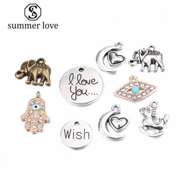 

unique design silver color elephant animal inspirational heart pendant charm for necklace&braclet gold evil lucky eye charm, Bronze;silver