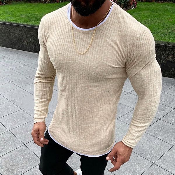 

men's casual sweaters slim fit pullover basic knitted lightweight crew neck sweater double-layer round neck sweater men, White;black