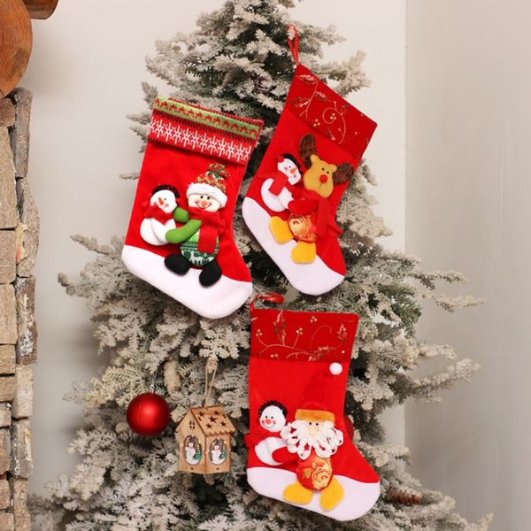 

portable cute christmas stockings candy gift bag for christmas tree decoration santa claus elk partern accessories