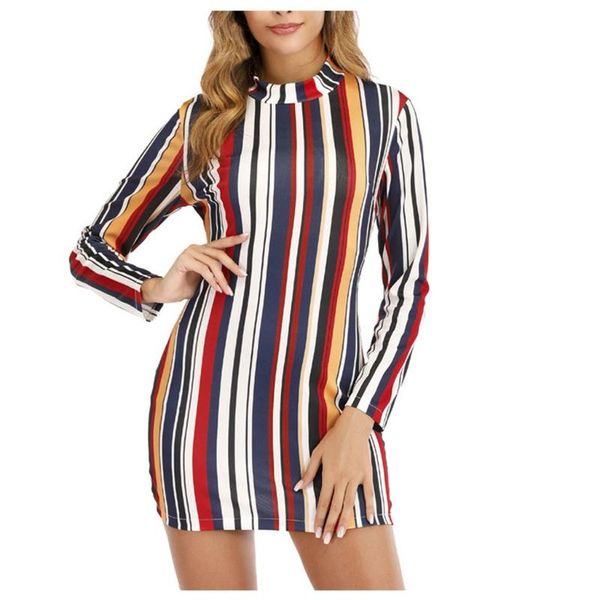 

элегантное платье для женщин bodycon платье повседневная шею длинным рукавом полосатый мини вечернее вечеринки свадебное ропа mujer, Black;gray