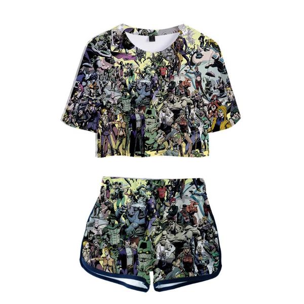 

jojo аниме 3d печати хип-хоп женщины 2 pic set basic fashion охладиться street лето личность футболка и короткие штаны наборы спорта, White
