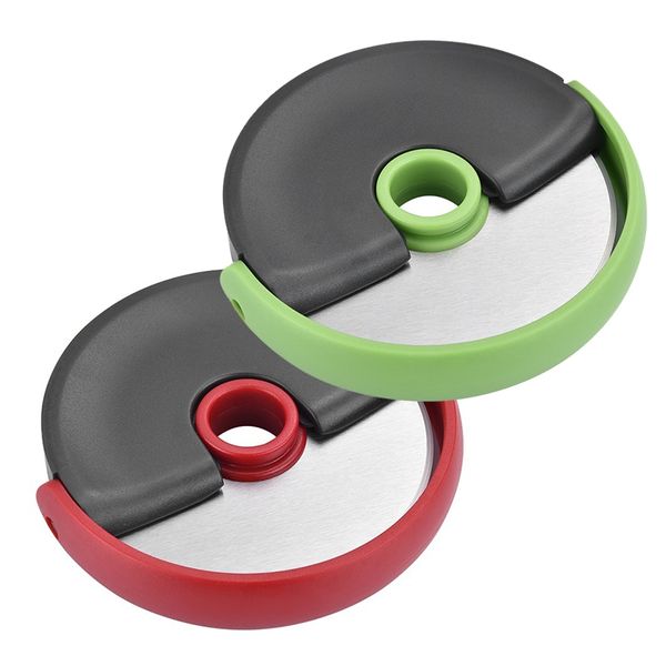 

stainless steel round shape pizza cutter pizza roller wheels knife with plastic handle for cake bread waffle bakeware tools other bakeware