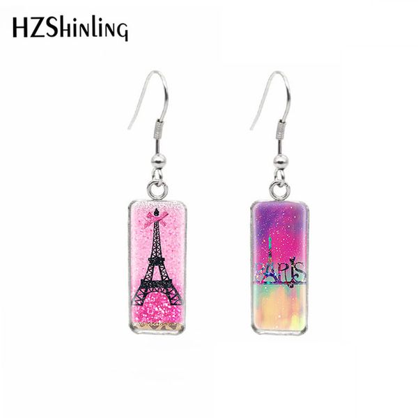 

hzshinling stainless steel square french hook earring paris eiffel tower earrings summer accessory ears handmade jewelry, Silver