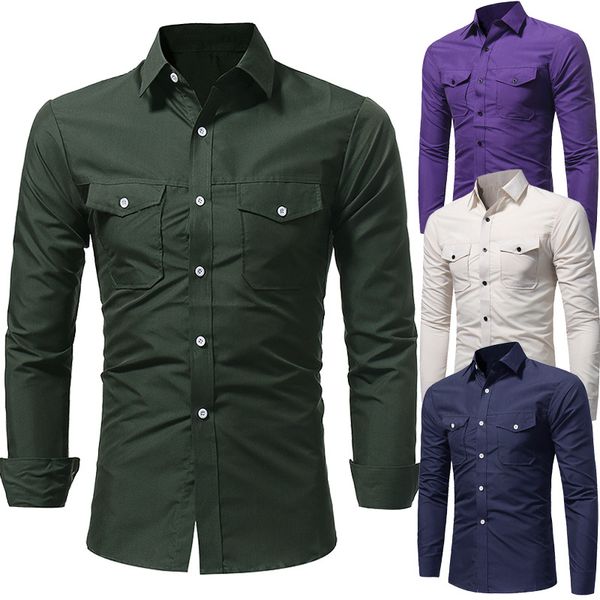 

fall and winter 2019 new classic double bag double cover men's leisure sleeve shirt fashion men's lining winter shirts men sa-8, White;black