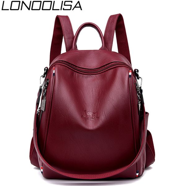 

casual ladies soft leather backpack multifunction women bagpack large capacity school bags for teenage girls mochilas mujer 2019