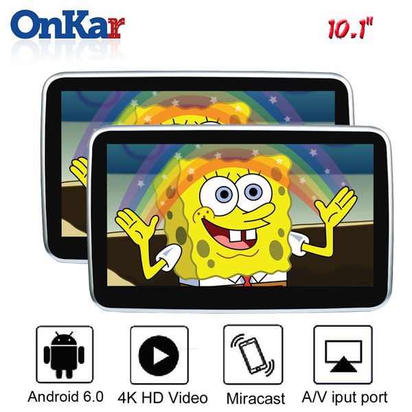 

onkar 10.1 inch car android 6.0 headrest monitor 1080p video mp5 built in wifi bluetooth hdmi av in usb sd fm transmiter