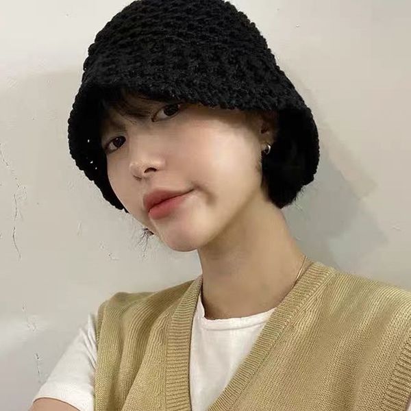 

japanese niche lace handmade straw female summer all-match face small fisherman sunshade basin bucket bucket basin fisherman hat hat, Blue;gray