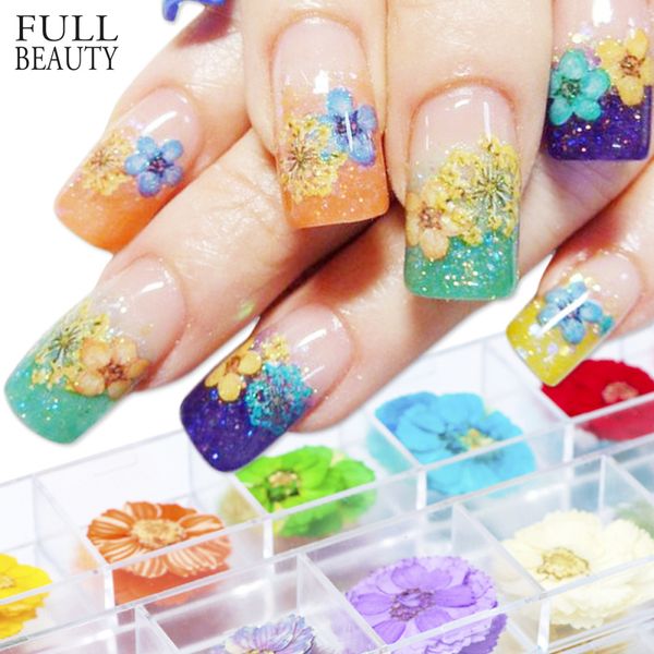 Acheter Nail Art 3d Fleur Séchée Mélange Conservé Daisy Babysbreath Autocollant Naturel Diy Manucure Nail Art Décorations 12 Couleur Boîte Chfl