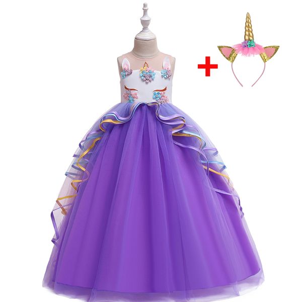 

радуга единорог косплей платье девушки партии элегантные цветы lace long tutu формальное бальное платье принцессы детские платья 3-10 лет dj, Red;yellow