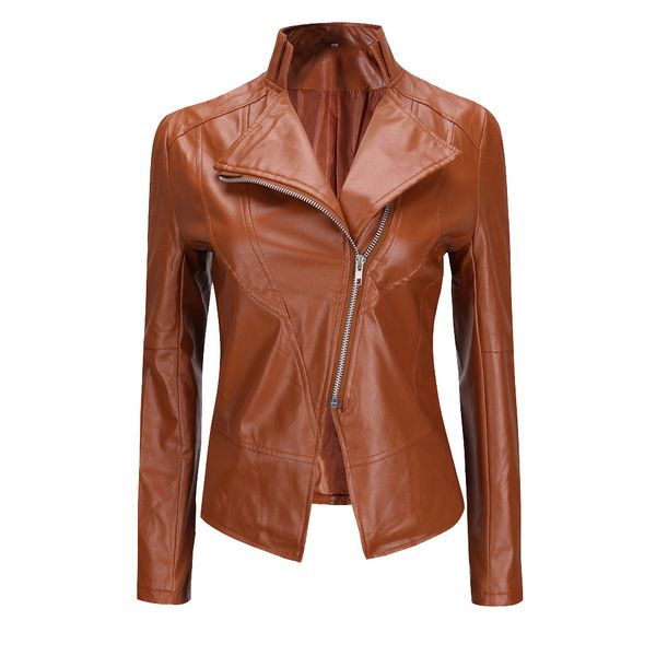 

winter warm women short coat leather jacket parka zipper overcoat outwear short motorcycle jacket leather #0712, Black;brown