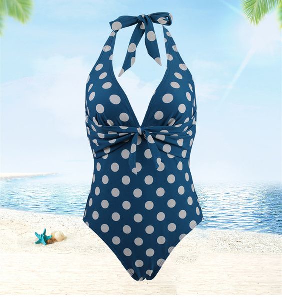 

сексуальные женщины конструктора купальники горошек solid color холтер one piece купальники праздник женщин пляж купальник, White;black
