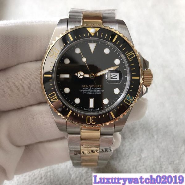 

2019 mens watch ceramic bezel 43mm red 18ct gold sea-dweller stainless steel 126603 with glide lock clasp automatic watches, Slivery;brown