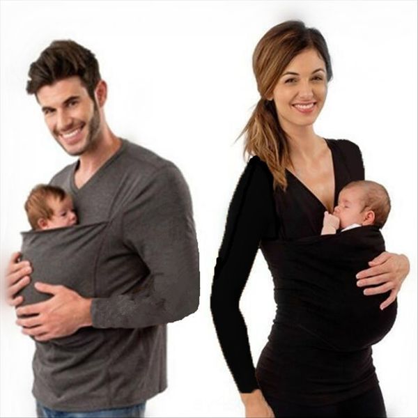 

wo dad multi-functional clothes mom long-sleeved t-shirt women's clothing men's kangaroo dad multi-functional clothes kangaroo mom, White