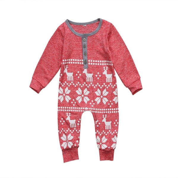 

cute infant baby xmas romper long sleeve comfortable cartoon christmas deer snowflake print jumpsuit 0-24 newborn clothes, Blue