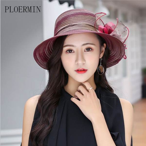 

fashion women lace flowers hat with floral summer wide brim cap elegant wedding party hats beach sun protection caps, Blue;gray