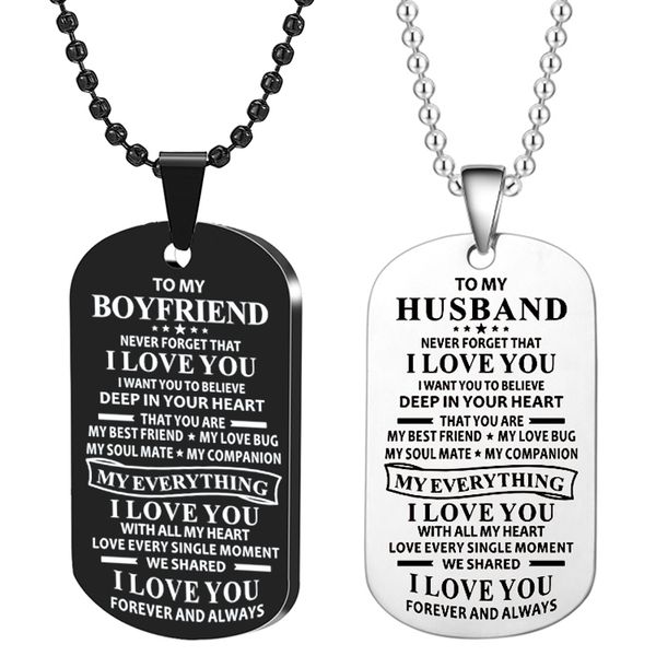 

stainless steel chain mens letter necklace pendant dog tags army for men women sweater chain boyfriend/girlfriend gift, Silver