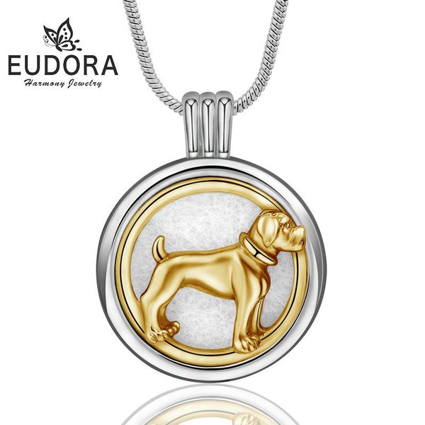 

eudora 20mm essential oil diffuser necklace copper plating silver dog shape aromatherapy pendant jewelry for women 5 pads