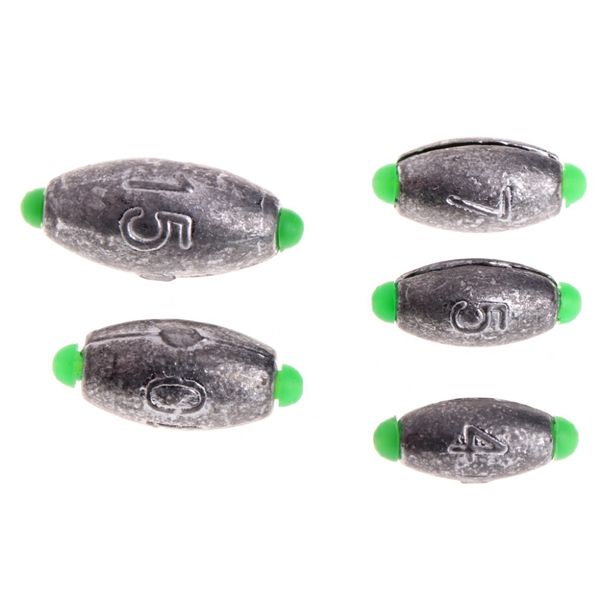 

10pcs 4 5 7 10 15g olive shape fishing lead sinker weights tackle accessories