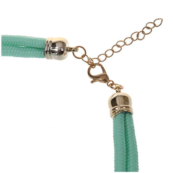 

bright neon knot fabric statement collar necklace - green, Blue;slivery